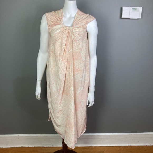 MM LaFleur Dress Size XL NWT The Maite Silk Pink Atlas New York Map Drape Neck - Picture 3 of 14